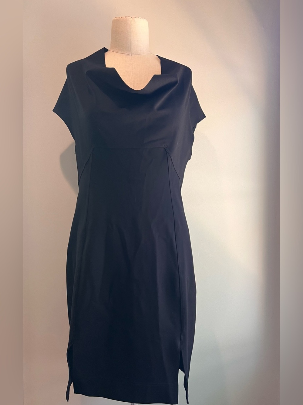 RUTI black cowl neck short sleeve knee length dress sz 1 small